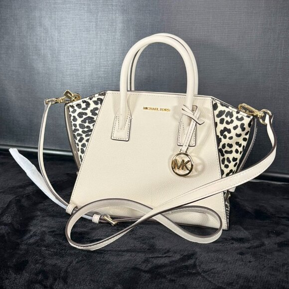 Michael Kors Avril Small Leather and Cheetah Print Calf Hair Satchel - Picture 11 of 14